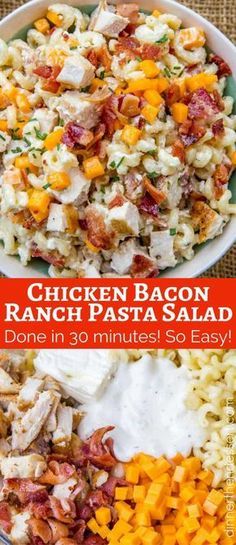 We love this Chicken Bacon Ranch Pasta Salad so much we've made it twice this week! Chicken Bacon Ranch Pasta Salad, Chicken Bacon Recipes, Bacon Pasta Recipes, Salad Macaroni, Bacon Ranch Pasta, Bacon Ranch Pasta Salad, Chicken Bacon Ranch Pasta, Cold Pasta Salad Recipes, Ranch Pasta Salad