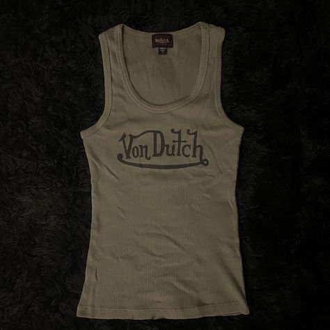 Von Dutch Y2k, Von Dutch Tank Top, Von Dutch Outfit, Von Dutch Shirt, Von Dutch Top, Mcbling Outfits, Clothes Moodboard, Vintage Tanks, Dream Closet Clothes