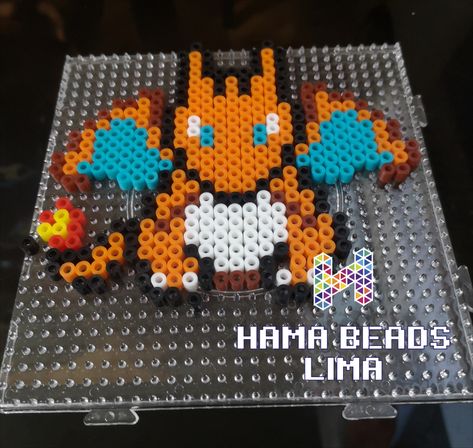 creacion de charizard en placa 15cm com hama beads lima Charizard Pearl Beads, Perler Bead Charizard, Charizard Perler Bead Pattern, Pokemon Hama Beads Pattern, Charizard Perler Beads, Pikachu Hama Beads, Perler Bead Pokemon Patterns, Hama Beads Pokemon, Perler Beads Ideas