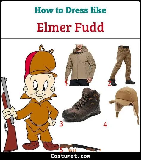 Elmer Fudd Costume for Cosplay & Halloween 2023 Elmer Fudd Costume, Brown Hiking Boots, Sylvester The Cat, Duck Season, Tex Avery, Elmer Fudd, Looney Tunes Characters, Looney Tunes Cartoons, Hunting Jacket