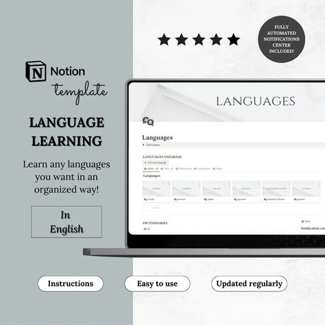 best notion template Notion Language Learning Template, Aesthetic Language Learning, Notion Template Language, Language Learning Planner, Aesthetic Language, Study Planner Printable Free, Study Planner Free, Journal Notion, Learning Journal