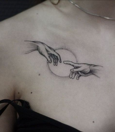 Minimal Chest Tattoo Men, God Hands Tattoo, Two Hands Tattoo, Hand Tatto, God Tattoo, Bird Tattoo Wrist, Simple Tattoos For Guys, Tattoo Wrist, God Tattoos