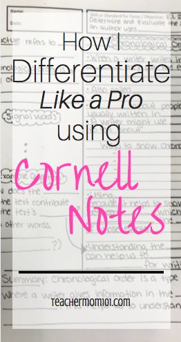 Teacher Mom 101: How I Differentiate Like a Pro Using Cornell Notes Cover Ups Tattoo, Cornell Notes, 6th Grade Ela, High School Classroom, Middle School English, Middle School Classroom, Teacher Mom, Teaching High School, Middle School Science