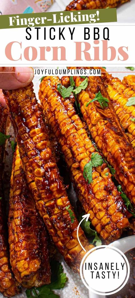 air fry corn ribs Corn Riblets, Corn Ribs Recipe, Corn Ribs, Bbq Veggies, Bbq Corn, Vegan Fried Chicken, Barbecue Side Dishes, Easy Corn, Spicy Corn