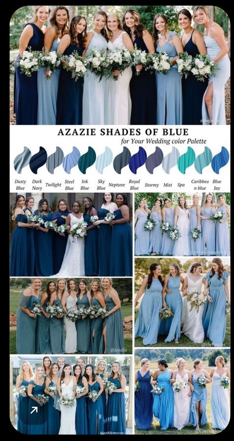 Dark Steel, Dusty Blue Bridesmaid Dresses, Wedding Color Palette, Blue Jay, Shades Of Blue, Wedding Colors, Color Palette, Bridesmaid Dresses, Wedding Colours