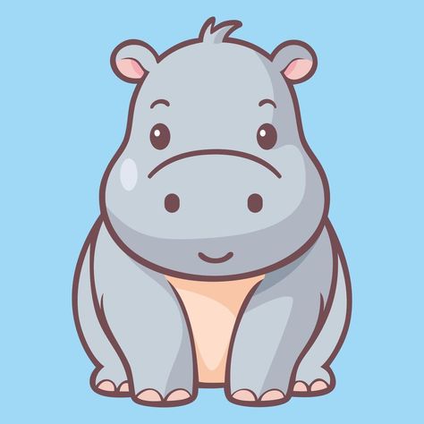 Cute Hippopotamus, Cartoon Designs, Cartoon Icons, Hippopotamus, Icon Illustration, Cartoon Design, Vector Art, Vector Free, Royalty