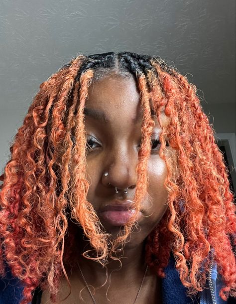 my babiesss🤞🏽#dyedlocs Peach Locs, Loc Goddess, Natural Locs, Cute Nose Piercings, Cute Dreads, Dreads Girl, Short Locs Hairstyles, Ginger Hair Color, Dreadlock Style