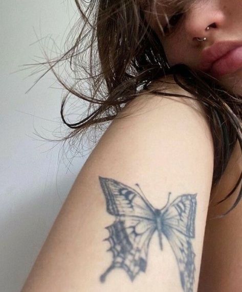 A Butterfly Tattoo, A Butterfly, Butterfly Tattoo, Tattoo Ideas, A Woman, Tattoos