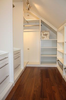 1000+ ideas about Slanted Ceiling Closet on Pinterest | Slanted ... Slanted Ceiling Closet, Attic Closet, Walking Closet, Slanted Ceiling, Attic Conversion, Attic Bathroom, Real Estat, Attic Bedrooms, Guest Room Office