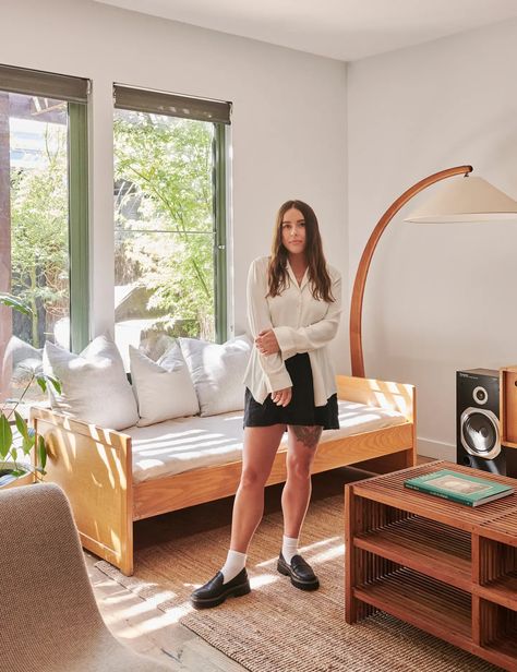 'Cottagecore' Meets Modern Eclecticism In This Charming Renovated Heritage Home Antique White Usa, Dulux Natural White, Timber Ceiling, 1970s Home, Vintage Stool, Melbourne House, Huge Windows, Living Styles, Australian Homes