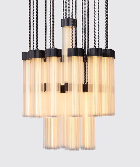 Delphi 19 Chandelier – Matter Made Celing Light, Greek Columns, Fluted Glass, Modern Victorian, Tube Light, Chandelier Lamp, Ceiling Height, Elegant Lighting, Light Chandelier