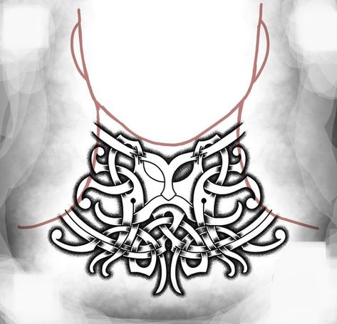 Viking Side Tattoo, Nordic Throat Tattoo, Celtic Throat Tattoo, Viking Throat Tattoo, Norse Chest Tattoo, Knotwork Tattoo, Norse Tattoo Neck, Norse Neck Tattoo, Celtic Neck Tattoo