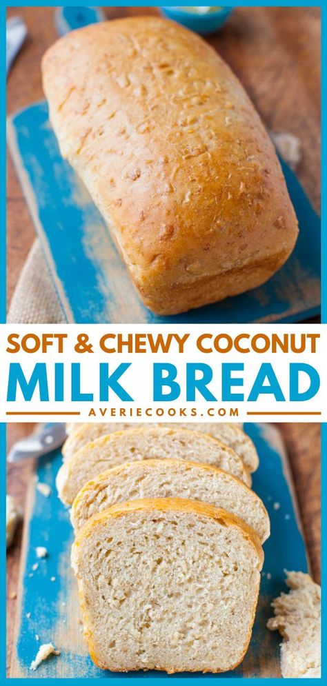 Soft and Chewy Coconut Milk Bread, delicious breakfast recipes, brunch menu ideas Coconut Milk Bread, Averie Cooks, Yeast Bread Recipes, Milk Bread, Bread Bun, Yeast Bread, Brunch Menu, Sweet Bread, Dry Yeast