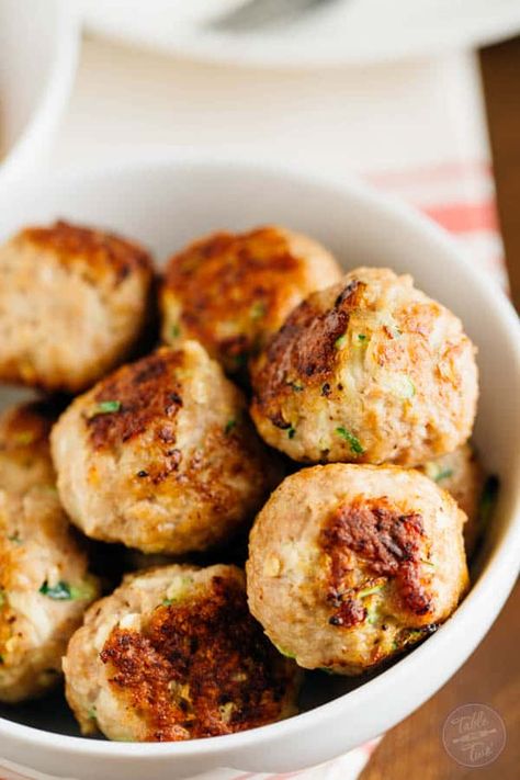 Zucchini Turkey Meatballs with Zoodles | Table for Two® by Julie Chiou Table For Two, Turkey Meatballs, Meatballs, Zucchini, Frozen, Courgettes