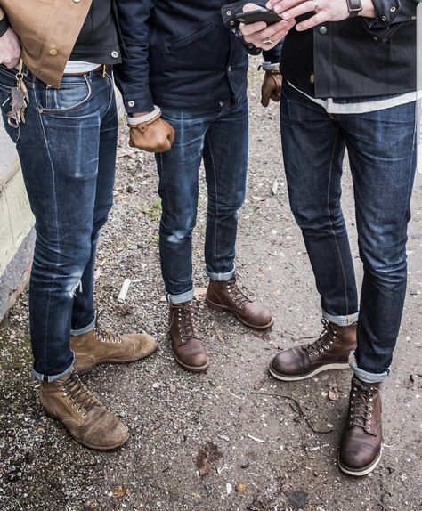 Redwing Boots Outfit, Outfit Hombres, Redwing Boots, Jeans Boots Outfit, Rock Style Men, Boots Outfit Men, Wing Boots, Jordan Outfit, Red Wing Boots