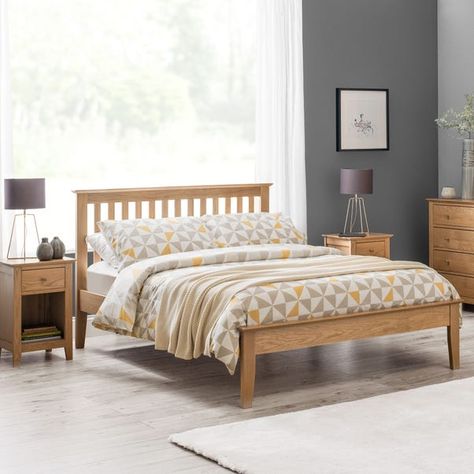 Salerno Oak Wooden Bed Frame | Dunelm Unique Bedroom Furniture, Solid Oak Beds, Bedroom Nordic, Oak Bed, Wooden Bed Frame, Sage Green Bedroom, Oak Beds, Beige Bedroom, Style Bed