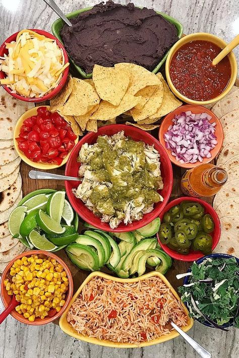 Nacho Charcuterie, Nacho Charcuterie Board, Mexican Charcuterie, Taco Salad Bar, Mexican Board, Mexican Plates, Frozen Margaritas, Popsugar Food, Charcuterie Inspiration