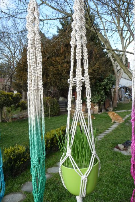 ombre macrame from petitphant Ombre Macrame, Rope Projects, Do Something Different, Spring Is Here, Something Different, Do Something, Macrame Plant, Macrame Plant Hanger, Plant Hanger