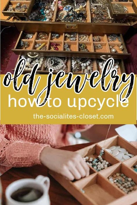 Wondering what to do with old jewelry? Check out these tips for using old costume jewelry in ways you may not have thought of.Posts may be sponsored. This post contains affiliate links, which means I will make a commission at no extra cost to you should you click through and make a purchase. As an Amazon Associate I earn from qualifying purchases. What to Do With Old Jewelry Old, worn-out or simply out-of-fashion costume jewelry doesn’t have to end up in the trash. Many of us have t… Junk Jewelry Crafts Diy Projects, Upcycled Jewelry Diy, Old Costume, Old Jewelry Crafts, Costume Jewelry Crafts, Vintage Jewelry Repurposed, Victorian Earrings, Junk Jewelry, Vintage Jewelry Crafts