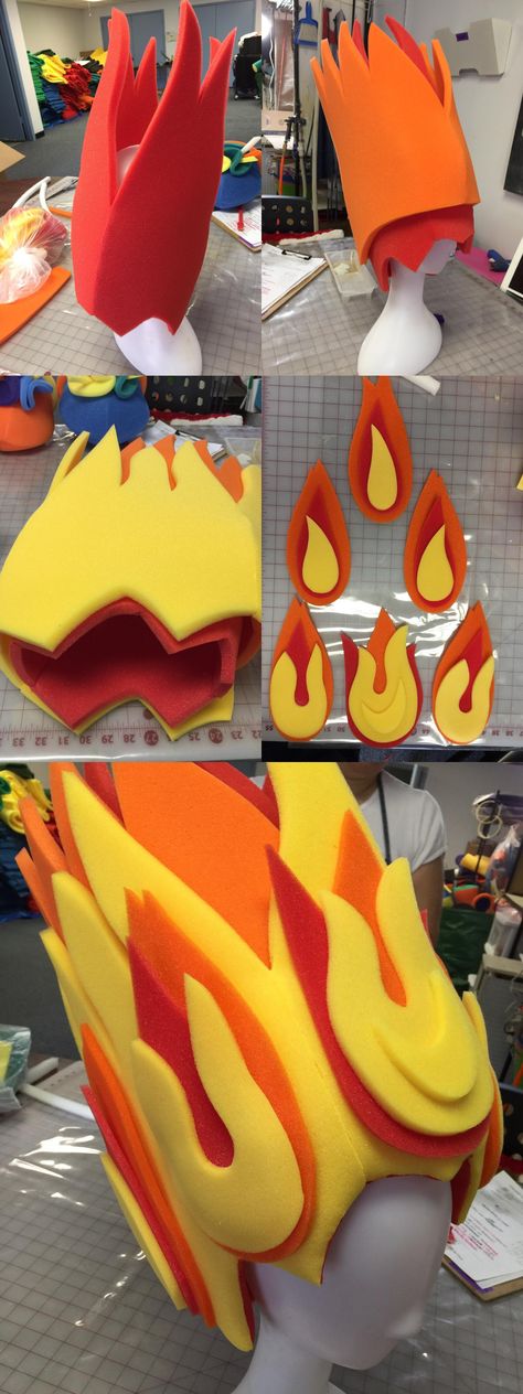 This Flames wig will definitely make you stand out at your next Party, Wedding, Corporate Event, Birthday, Quinceanera, or Halloween Party! - Craft ideas - handmade #foamhat #dragwig #wig #partyhat #handmade #diywig #foamhat Fire Mask, Fire Costume, Foam Wigs, Halloween Week, Foam Party, Headpiece Diy, Diy Wig, Mask Masquerade, Crazy Hats