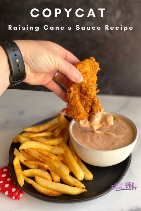 Copycat Raising Cane's Sauce Recipe - With common ingredients and delicious flavor, this Cane's Sauce recipe will be the only dipping sauce your family will ask for when eating chicken and fries. Diy Raising Cane Sauce, Chicken Tender Sauces, Copycat Canes Chicken Tenders, Raising Canes Bread Recipe, Chicken Tenders Sauce, Canes Chicken Tenders Recipe, Chicken Tender Sauce, Raising Canes Sauce Recipe, Canes Sauce Recipe