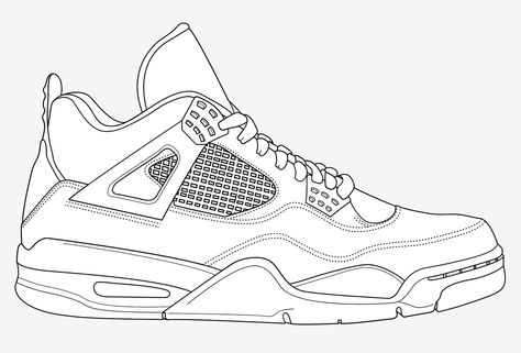 Jordans Shoes Drawing, Jordan Shoe Drawings, Shoe Design Template, Drawing Ideas Shoes, Shoes Design Drawing, Shoe Art Drawing, Jordan Shoes Sketch Drawing, Jordan Shoe Outline, Shoe Outline