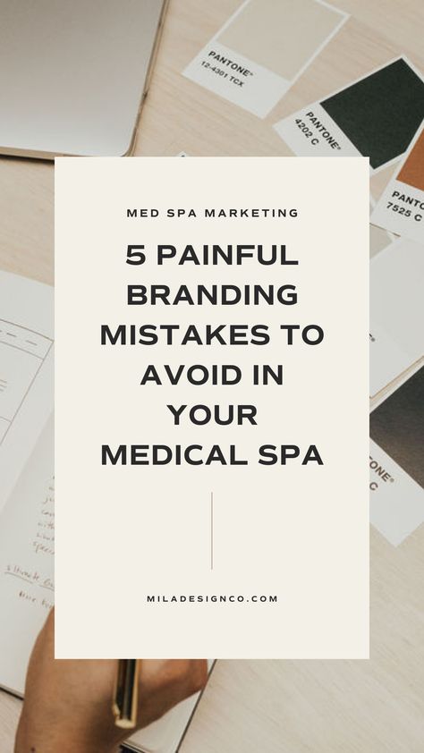 Avoid these 5 common mistakes when DIYing your online branding #logo #logodesign #spaesthetic #medicalaesthetic #medspamarketing #medspadesign #estheticianmarketing Med Spa Branding, Med Spa Marketing, Luxury Branding Identity, Spa Logo Design, Spa Colors, Spa Marketing, Esthetician Marketing, Spa Room Decor, Spa Branding