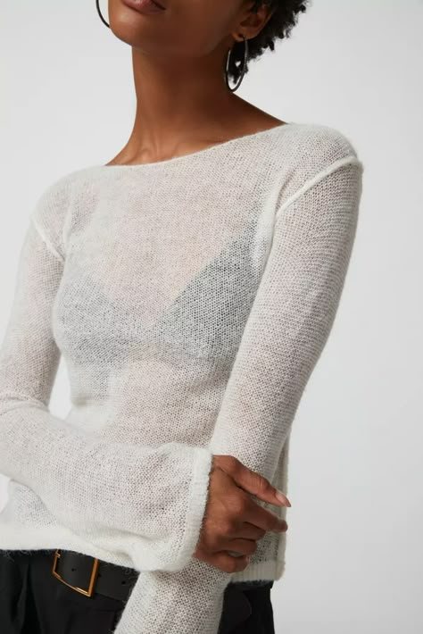 Sweaters + Cardigans for Women | Urban Outfitters Crop Tops Fashion, Vintage Quarter Zip, Cropped Cable Knit Sweater, White Sheer Top, Sheer Sweater, Popular Gifts, Velour Tops, Asymmetrical Sweater, Blue Knit Sweater