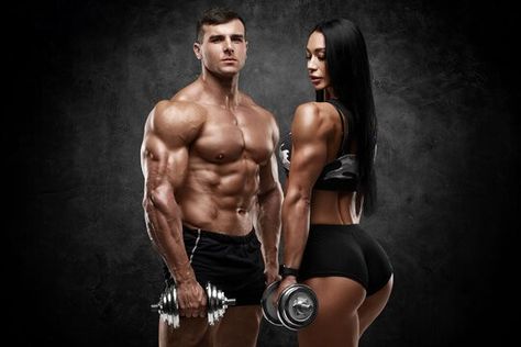 Gym Photoshoot Women, Gym Advertising, Couple Workout, Workout With Dumbbells, Gym Photoshoot, Gym Couple, Gym Photography, Muscular Man, Put In The Work