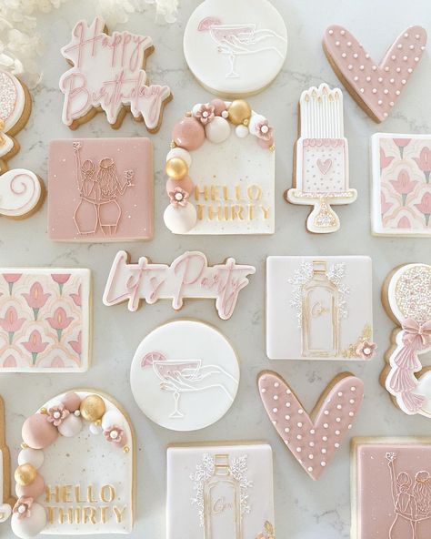 Hello Thirty, Valentine Cookies Decorated, No Bake Sugar Cookies, Aesthetic Birthday, 21st Party, Care Pack, Fondant Cookies, Sweet Cookies, Cookie Inspiration