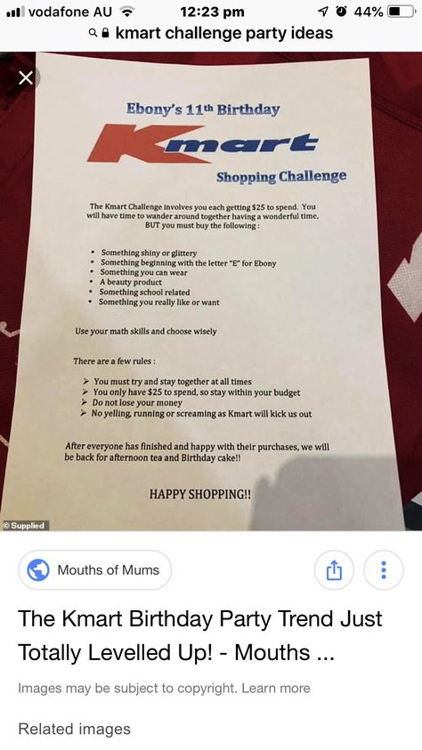 Kmart Birthday Party Challenge, Kmart Birthday Party Ideas, Kmart Challenge Party, Kmart Challenge, Kmart Party, Bday Themes, Thirteenth Birthday, Belle Birthday, Couples Ideas