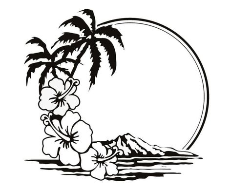 Hawaiin Flowers, Aloha Tattoo, Hawaiian Flower Tattoos, Hibiscus Tattoo, Hawaiian Designs, Flower Henna, Hawaiian Art, Line Drawings, Hawaiian Flowers