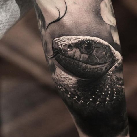 2,888 vind-ik-leuks, 8 reacties - ⠀⠀⠀⠀⠀⠀⠀⠀TATTOO ARTISTS (@tattoo.artists) op Instagram: 'Brilliant B&G execution Artist IG: @benthomasart' Tattoo Cobra, Snake Tattoo Meaning, Mangas Tattoo, Tattoo Snake, Tattoo Diy, Serpent Tattoo, Snake Tattoo Design, Omerta Tattoo, Tattoo Inspiration Men