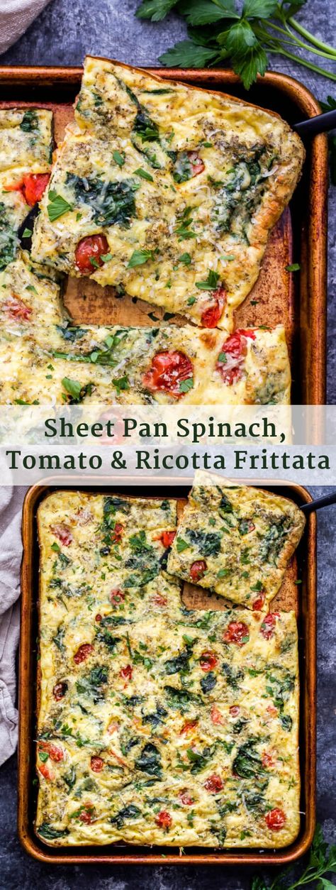 Dinner Frittata, Ricotta Frittata, Spinach Tomato, Breakfast Eggs, Vegetarian Breakfast Recipes, Frittata Recipes, Pan Recipes, Vegan Keto, Quiche Recipes