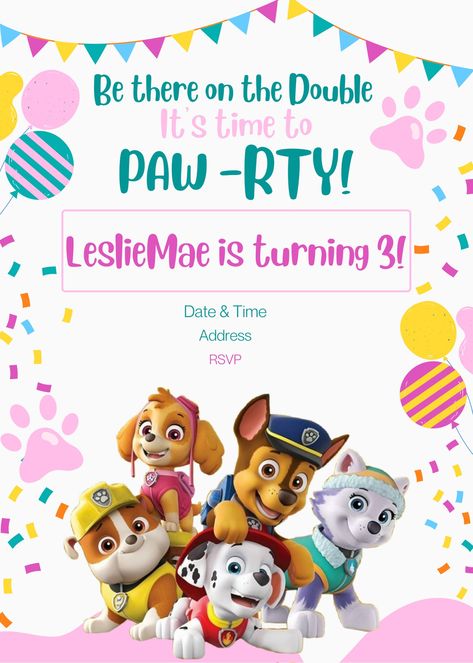 Birthday Invitations Paw Patrol, Paw Patrol 3rd Birthday Party For Girl, Skye Invitations Paw Patrol, Paw Patrol 3rd Birthday Invitations, 3rd Birthday Paw Patrol Girl, Paw Patrol Birthday Party Skye, Paw Patrol 2nd Birthday Girl, Paw Patrol Party Ideas 3rd Birthday, Girly Paw Patrol Birthday Party