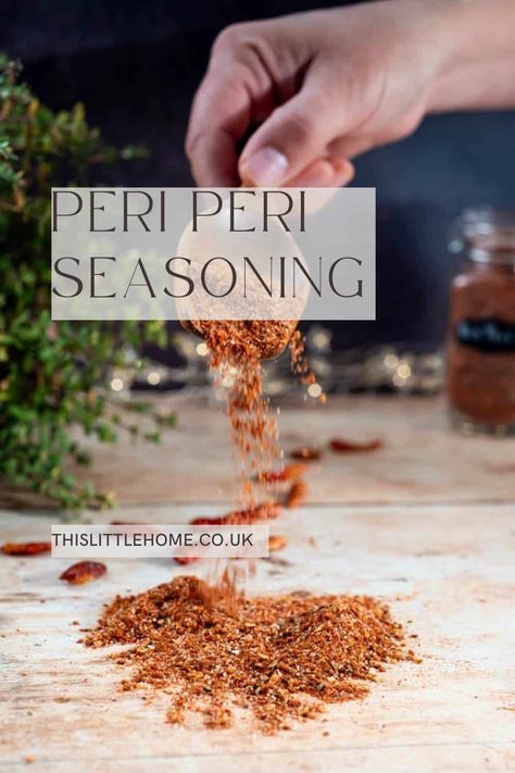 Spice up a multitude of dishes with this easy to make Peri Peri seasoning. You can adjust the spiciness to suit your taste and store for later use too. Dry Rubs, Portuguese Cuisine, Seasoning Recipe, Shake N Bake, Peri Peri, Marinade Sauce, Homemade Spices, Homemade Seasonings, Spice Mix