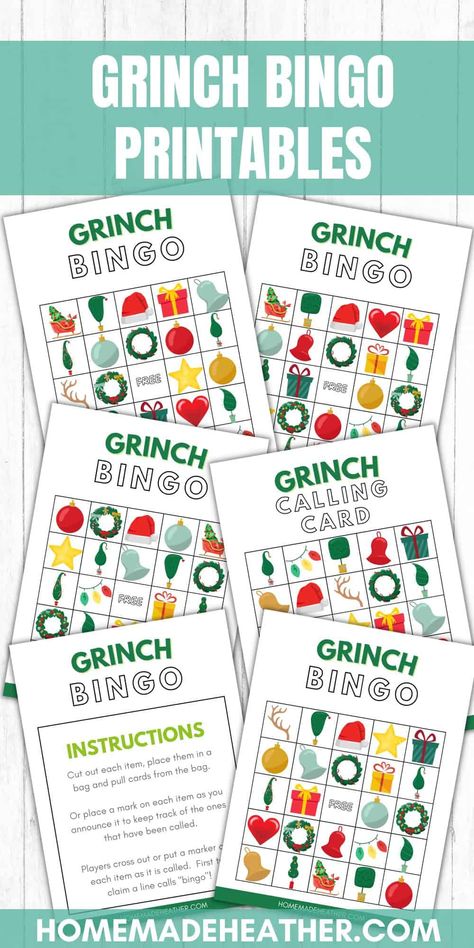 Grinch Cards Free Printable, Grinch Bingo Free Printable, Grinch Worksheets Free Printable, Grinch Games For Kids, Free Grinch Printables, Grinch Bingo, Grinch Games, Grinch Night, Grinch Printable