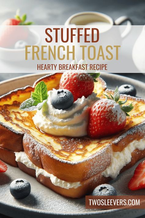 Stuffed French Toast Recipe | Cream Cheese Stuffed French Toast Cream Cheese Filling For French Toast, Cream Cheese Stuffed French Toast Recipe, Freezing Cream Cheese, Easy Stuffed French Toast, French Toast Stuffed, Cream Cheese Stuffed French Toast, Stuffed French Toast Recipe, Cream Cheese French Toast, Hearty Breakfast Recipes