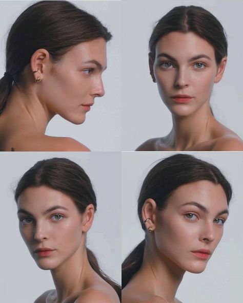 Head Female Reference, Face Study Reference Drawing, Head Study Reference, Head Angles Reference Photo, Head Angles Reference, Head Angles, Head Anatomy, Vittoria Ceretti, Face Angles