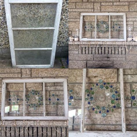 Window Repurpose, Repurpose Old Windows, Window Art Diy, Old Windows Painted, Window Pane Art, Recycled Windows, Shutter Decor, Old Window Projects, Recycled Window