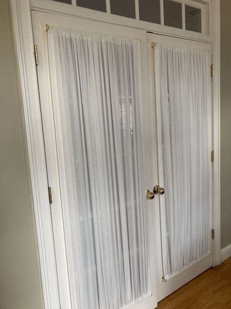 French Door Curtains Sheer Door Curtain, Glass Door With Curtain, Wardrobe Curtain Doors, French Doors Curtains, French Door Curtain Ideas, Ideas For Living Room Curtains, Ideas For Curtains, French Door Curtain Panels, Curtain Ideas For Living Room