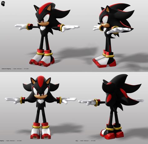 Shadow The Hedgehog Game, Colored Shadow, Hedgehog Game, Shadow And Amy, Anniversary Art, Sonic Funny, Sonic Franchise, Shadow Photos, Body Reference Drawing