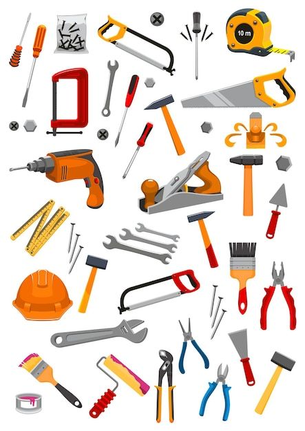 Work tools icons set | Premium Vector #Freepik #vector #tools #work-tools #hardware-tools #carpentry-tools Must Have Woodworking Tools, Advanced Woodworking Plans, Used Woodworking Tools, Woodworking Tools Storage, Woodworking Equipment, Woodworking Saws, Antique Woodworking Tools, Essential Woodworking Tools, Woodworking Tools Workshop