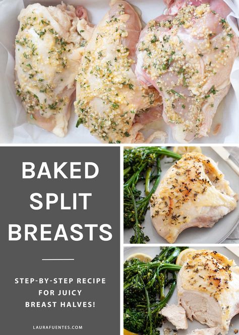 Baked Split Chicken Breast Recipes, Split Chicken Breast Recipes, Baked Split Chicken Breast, Split Breast Chicken Recipes, Split Chicken, Split Chicken Breast, Chicken Breasts Recipe, Recipe For Beginners, Olive Oil Garlic