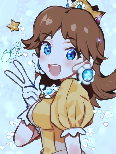 Princess Daisy And Peach, Daisy And Luigi Fanart, Princess Daisy Pfp, Daisy Mario Bros, Daisy From Mario, Princess Daisy Fanart, Daisy Pfp, Daisy Super Mario, Mario Daisy