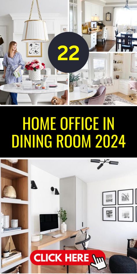 Dining Room With Office Area, Dining Room Work Space, Office In Dining Room Ideas, Home Office Dining Room Combo, Desk In Dining Room Ideas, Dining Room To Office Conversion, Home Office In Dining Room, Dining Room Office Combo Ideas, Office In Dining Room