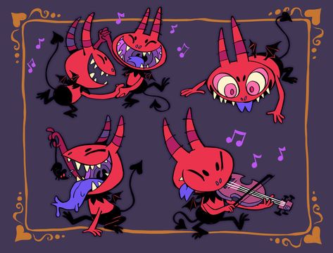 Cartoon Demon Drawing, Cute Monster Design, Monster Design Ideas, Silly Character Design, Imp Character Design, Demon Oc Design, Devil Character Design, Evil Character Design, Demon Character Design