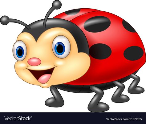 Cute Ladybug Cartoon, Ladybug Cartoon, Cute Ladybug, Vector Clipart, Cute Images, Lady Bug, Funny Cartoons, Cartoon Illustration, Cartoon Drawings