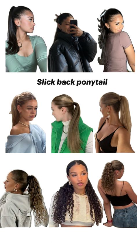 9 girls with slick backs for your inspiration! Slick Back Pony, Slick Backs, Slicked Back Ponytail, Pony Tails, Slick Back