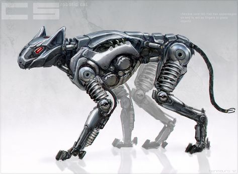 Love Concept Art, Army Robot, Robot Humanoid, Love Concept, Mechanical Animals, Robot Cat, Robot Animal, Cyborgs Art, Concept Art World